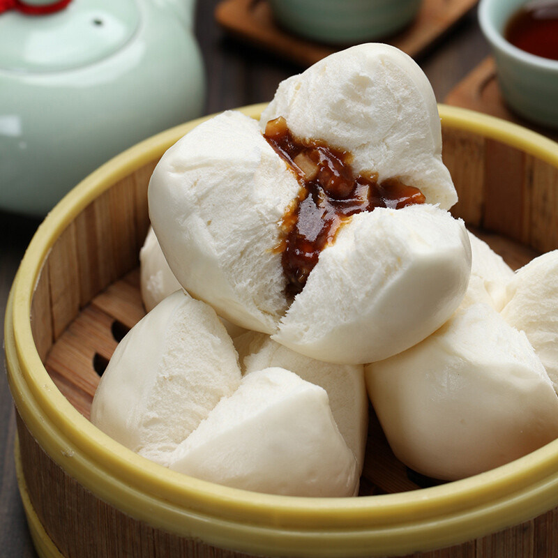 叉烧烧包开口蜜汁12个广式早茶点心笑口早餐包点