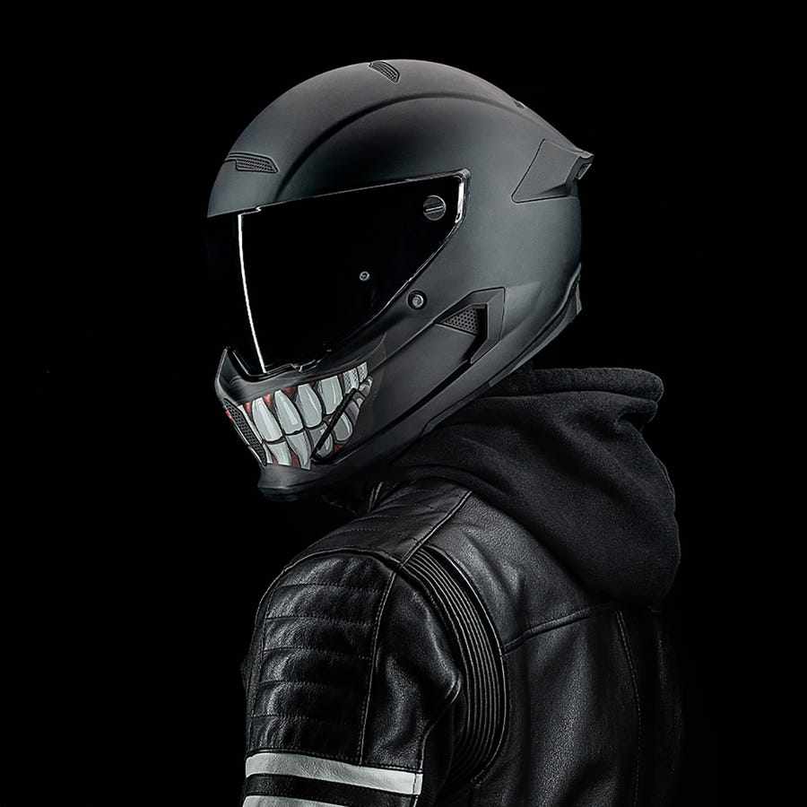 进口ruroc罗宁atlas微笑复古碳纤维机车哈雷摩托车电动车头盔