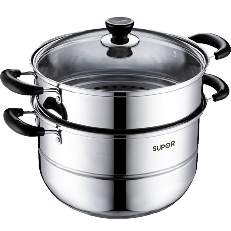 苏泊尔蒸锅家用26cm小2层304不锈钢28双层加厚电磁炉燃气通用