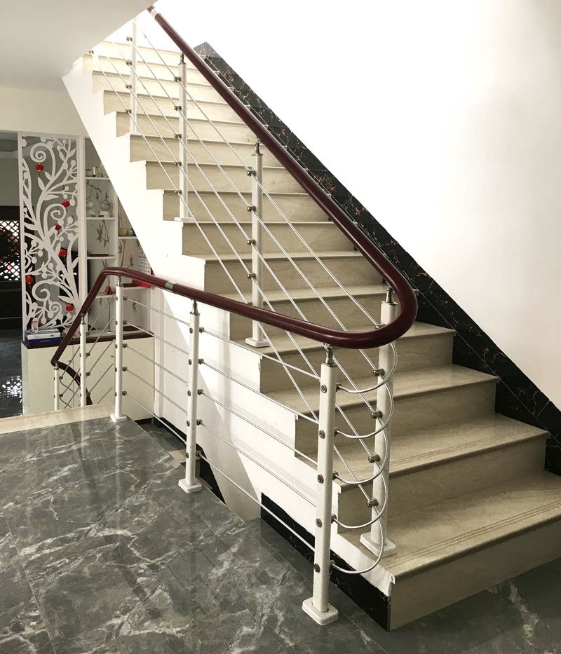 楼梯扶手栏杆护栏立柱阳台pvc简约现代室内家用实木阁楼简易别墅