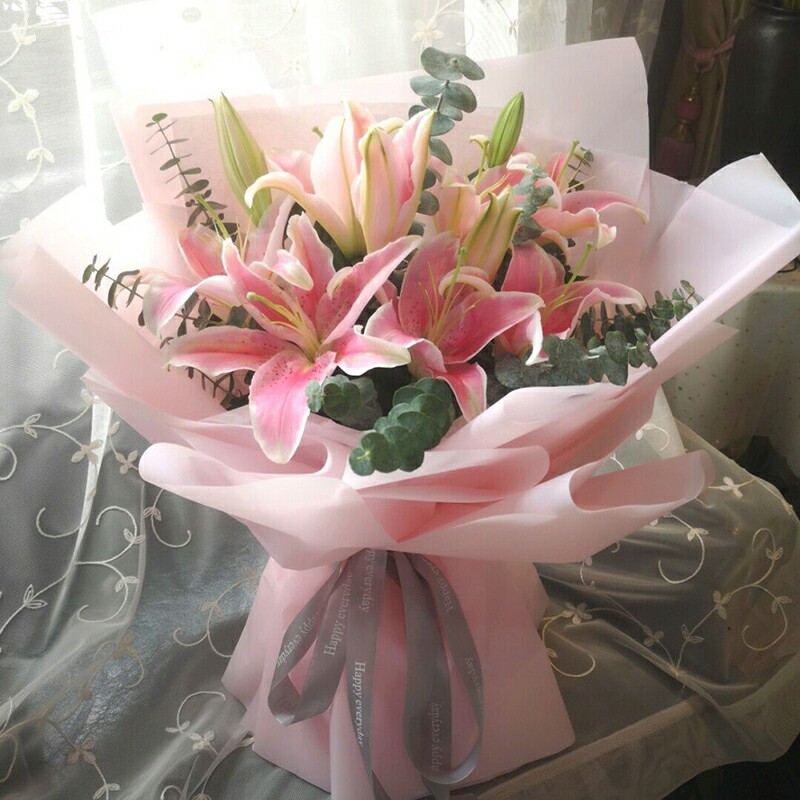 19朵香水百合花束白色粉红色武汉鲜花同城速递武昌鲜花速递同城