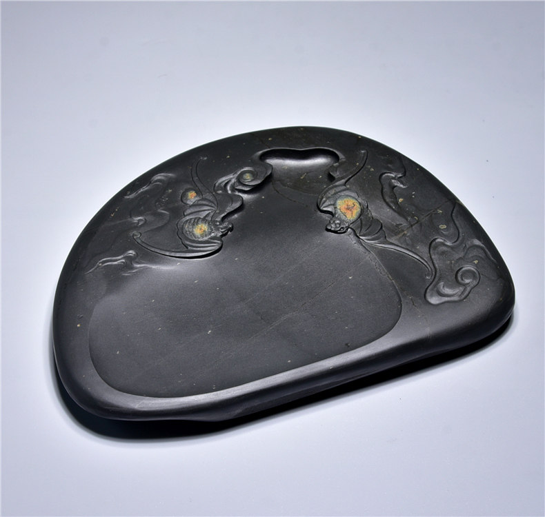 砚台老坑中国歙砚福寿延年原石龙尾素砚精品砚台