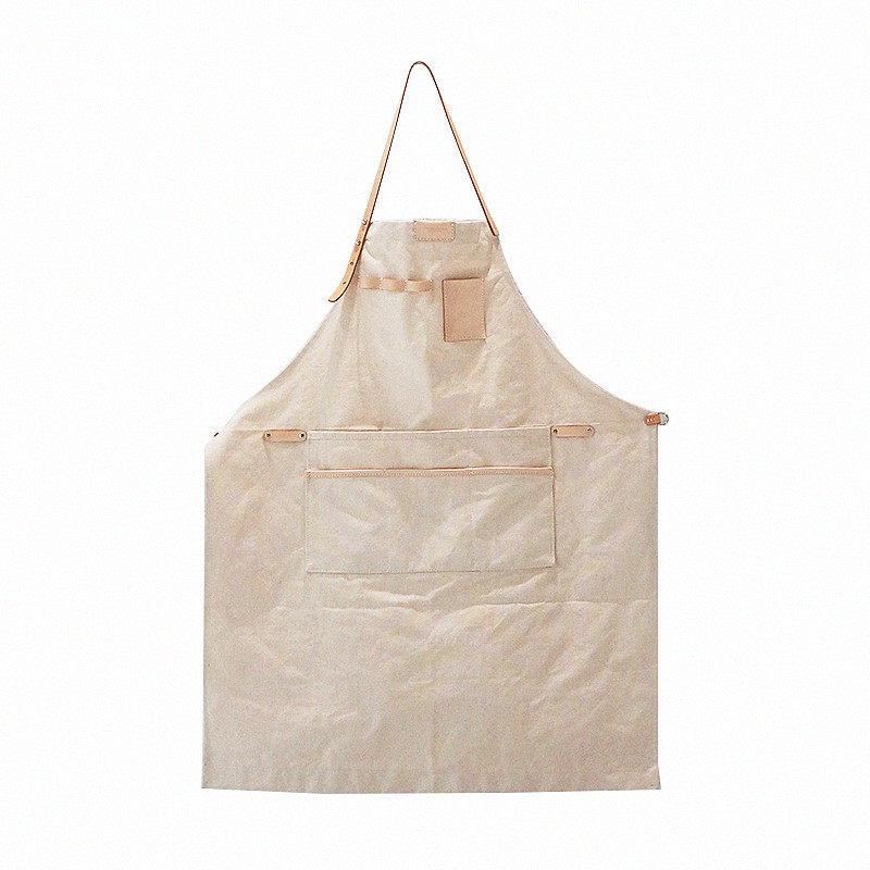 misksola匠人手工复古真皮帆布围裙工装定制logo围裙