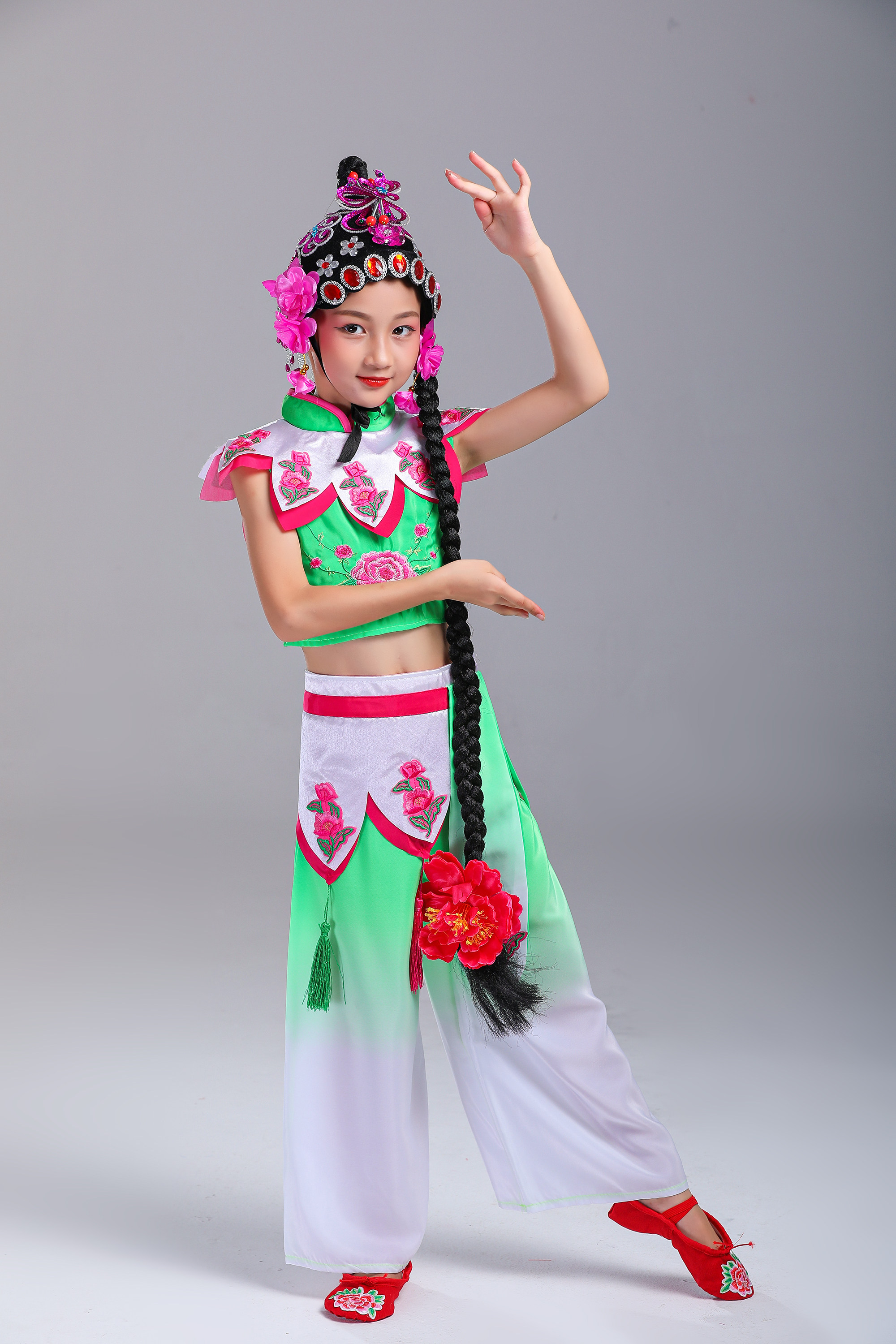 花旦幼儿京剧戏曲舞蹈演出服梨园小小戏迷红娘儿童演出服