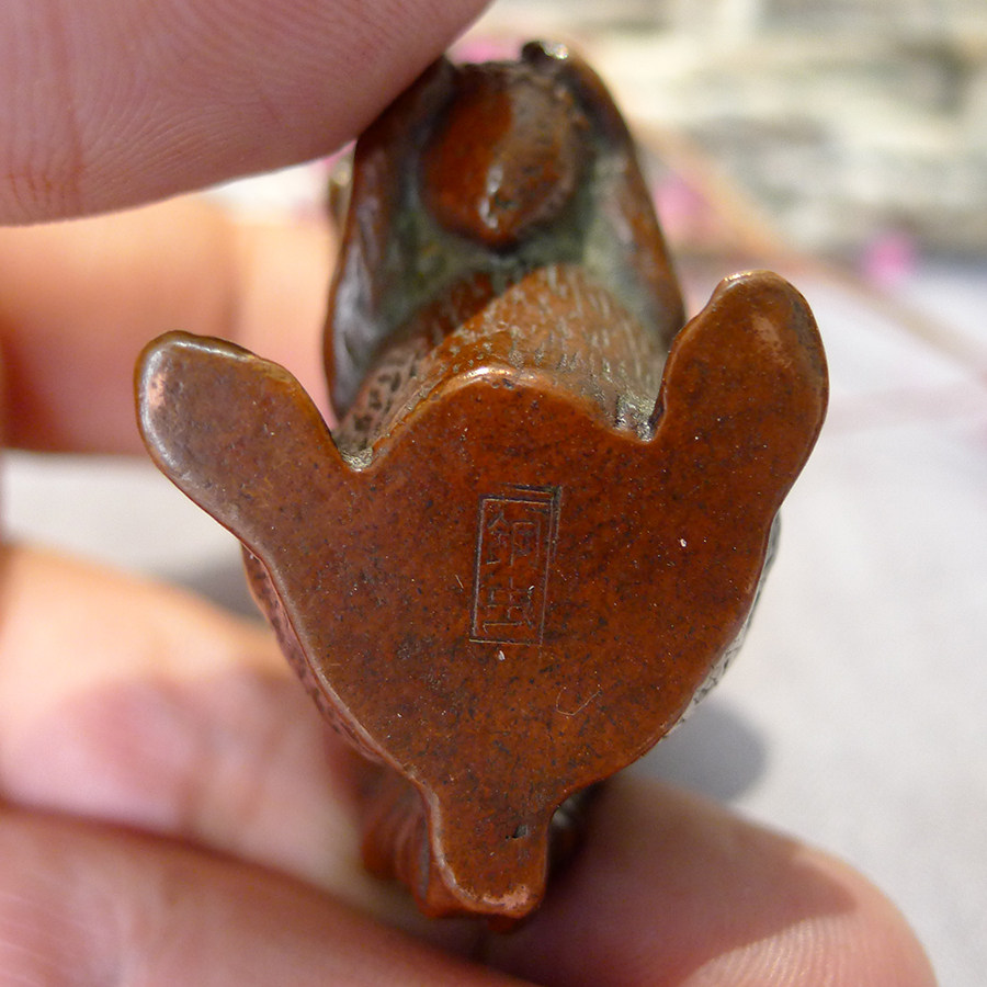 精品手作实心松鼠茶宠可养日式铜虫镇茶宠摆件