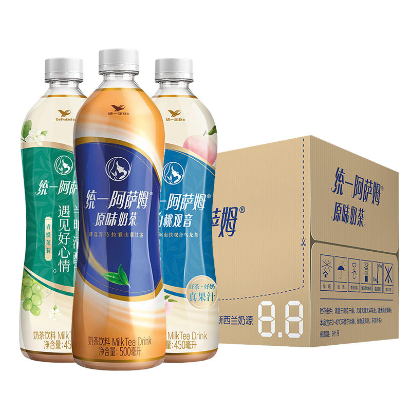 统一奶茶阿萨姆原味500ml15瓶整箱白桃茉莉下午调味茶饮料