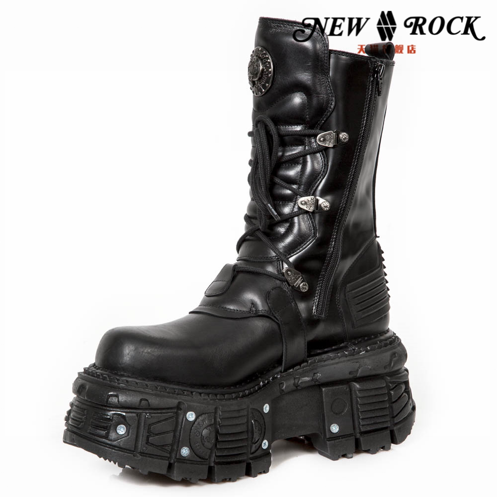 newrock春季新品赛博朋克网红独家小众设计撞色时装靴