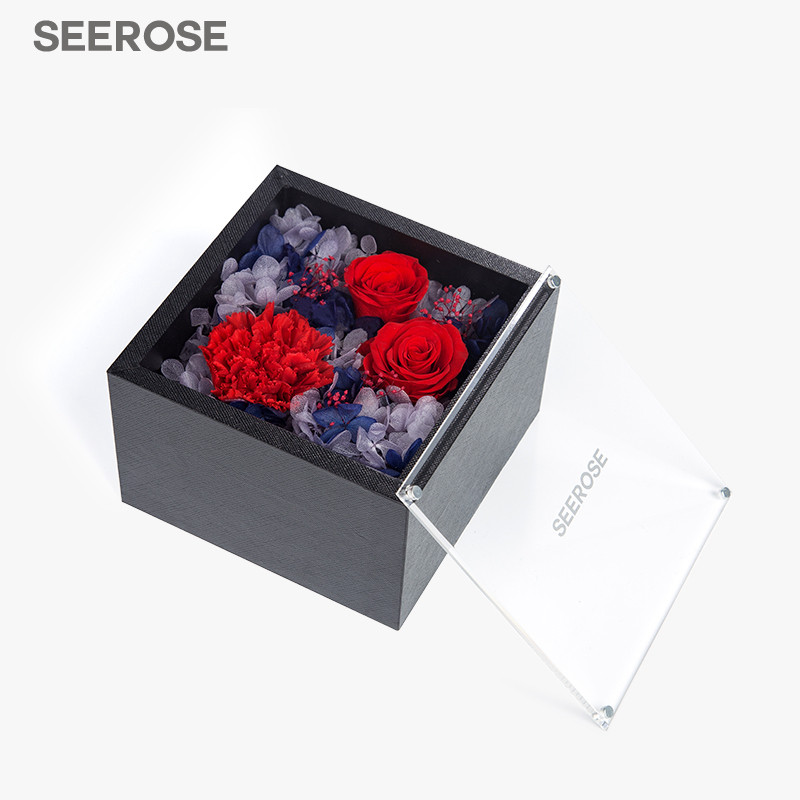 seerose进口永生花康乃馨玫瑰礼盒长辈妈妈春节纪念永生花