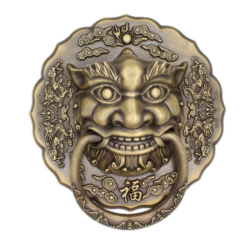 中式大门兽头门环仿古铜配件实木铜拉手狮子头复古纯铜门拉环铺首