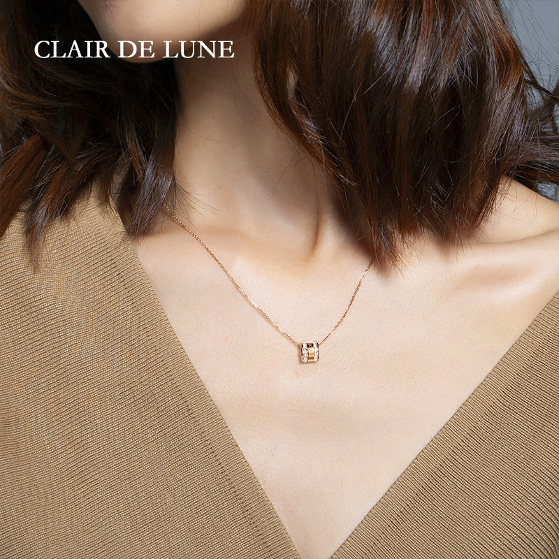 clair de lune 玫瑰金色镶晶钻 罗马数字法式女士项链￥528元