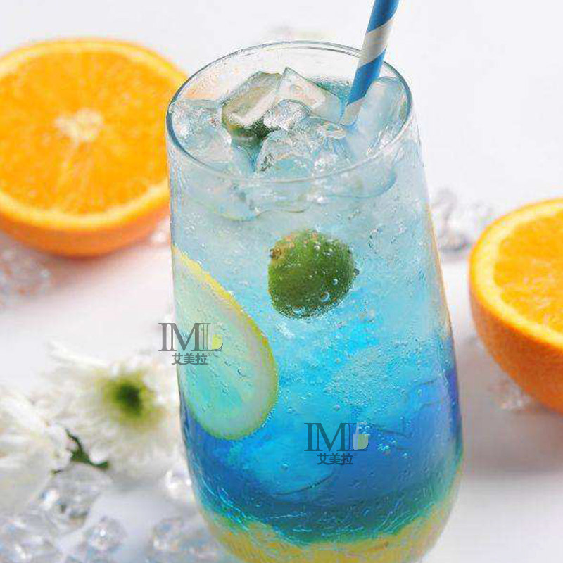 蓝柑糖浆奶茶店专用蓝柑橘糖浆气泡水蓝色750ml高域蓝柑风味糖浆