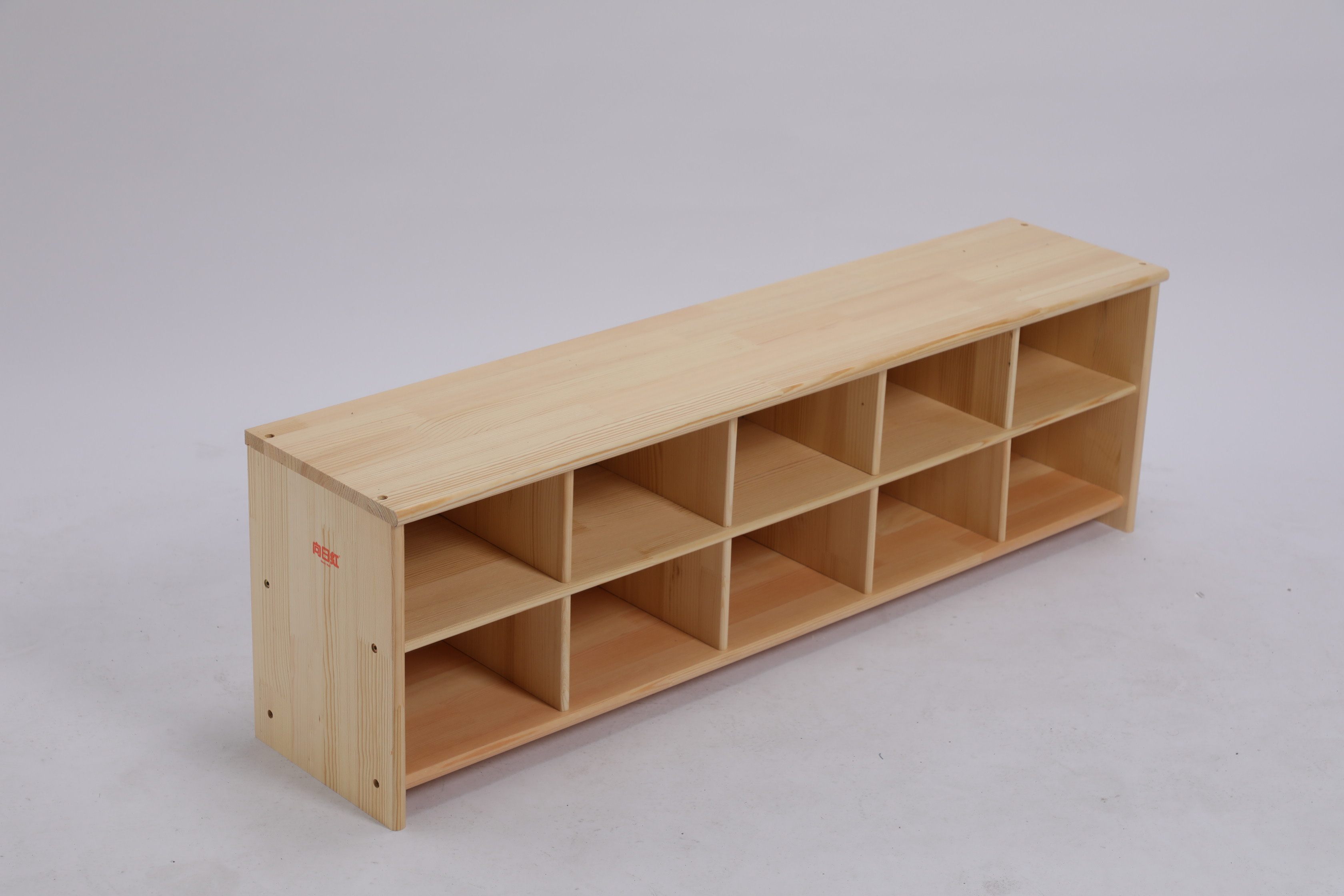 向日红二二层鞋架幼儿园四层实木收纳柜可坐托班鞋柜