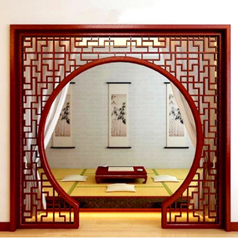 月洞门东阳木雕中式装修实木花格月亮圆形拱门木雕