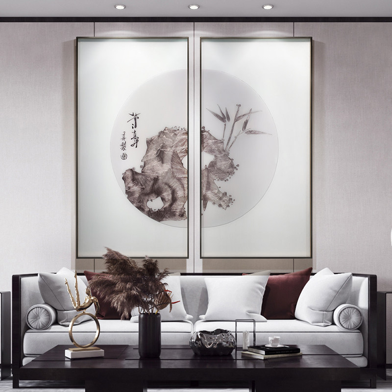 新中式节节高节节挂画书房茶室壁画禅意沙发客厅现代装饰画