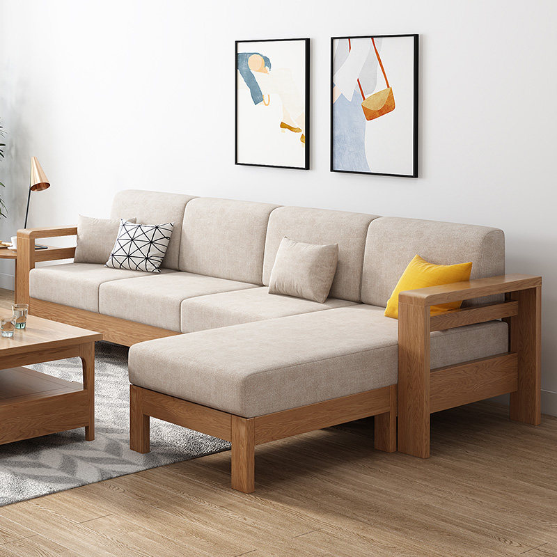 北欧日式实木沙发组合现代客厅小户型布艺日式沙发白橡木原木家具