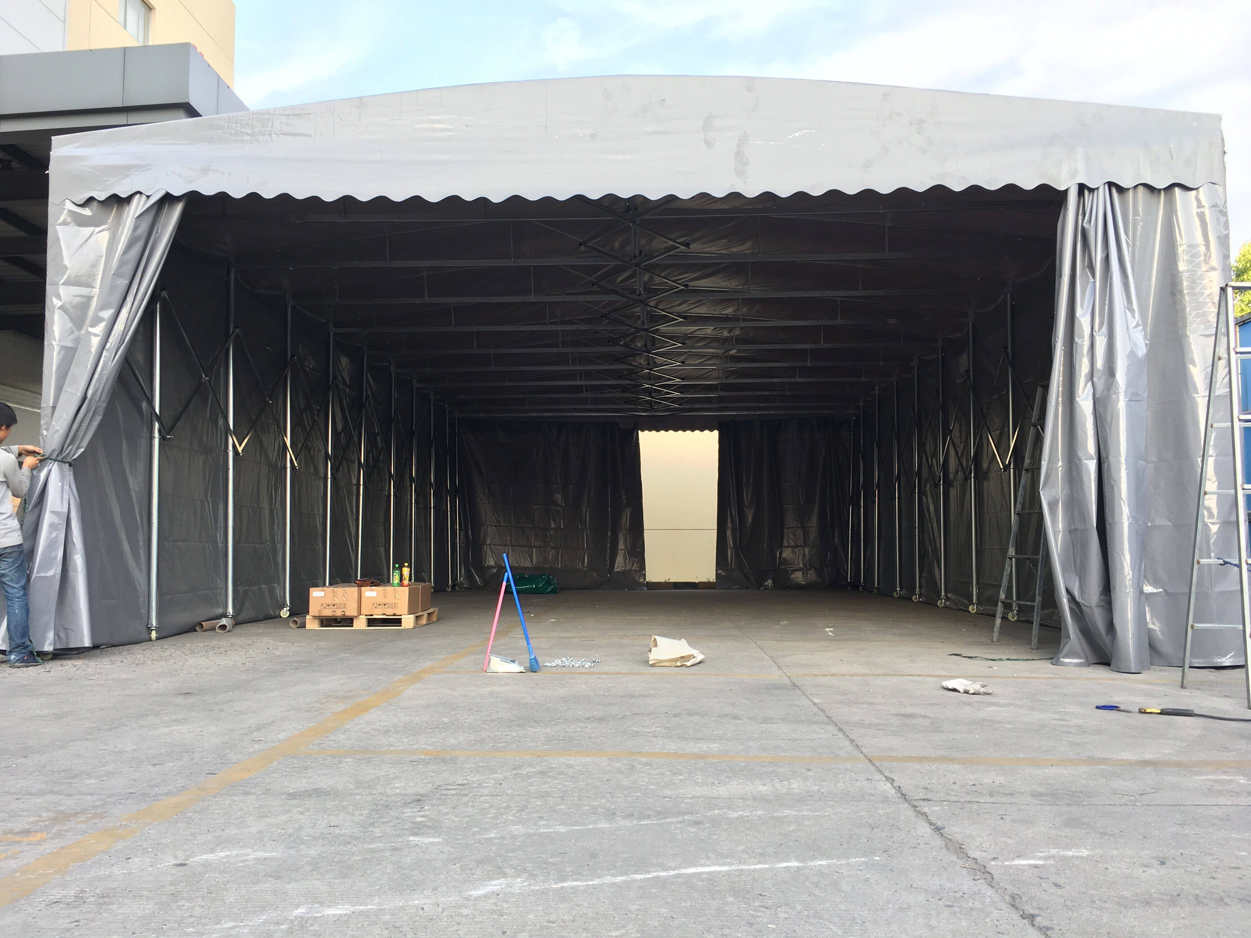 大型伸缩物流仓库推拉移动雨棚户外停车遮阳遮阳篷