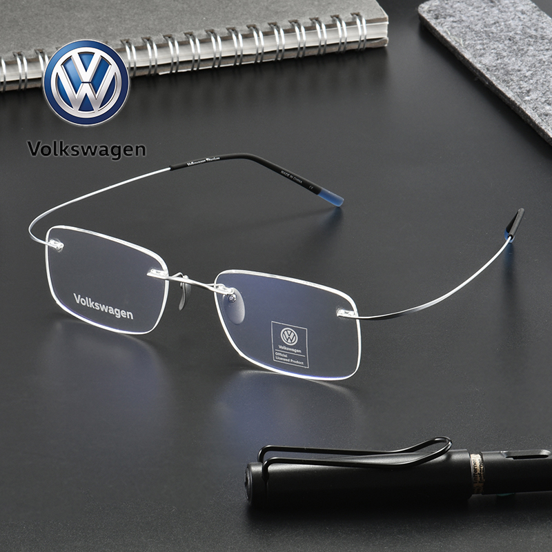 德国大众volkswagen眼镜框成品近视弹性变色防蓝光商务纯钛轻无框