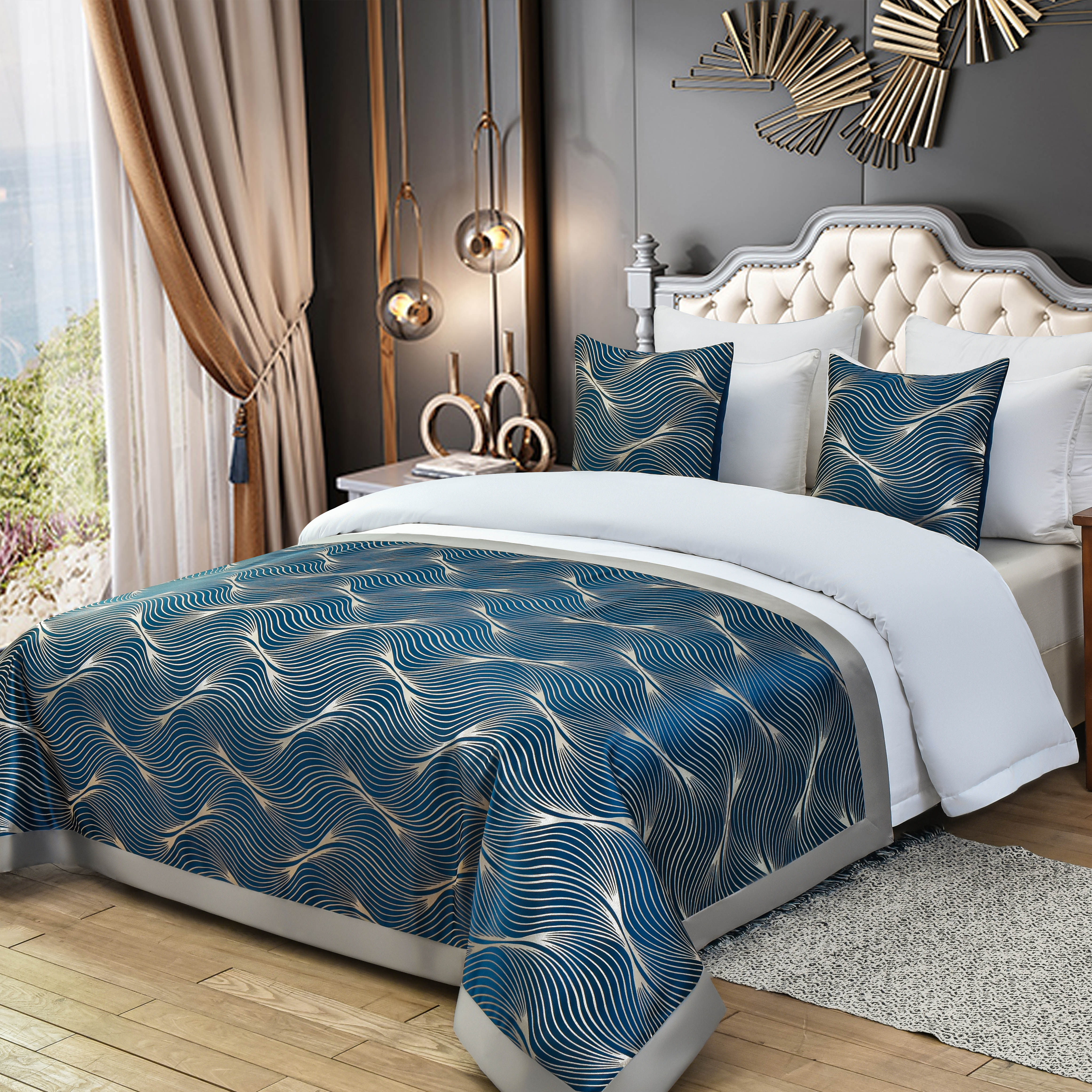 床盖轻奢民宿床搭宾馆酒店床上用品高档奢华床旗床盖