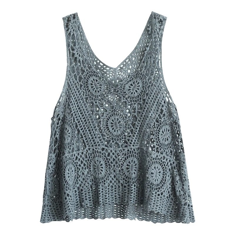 镂空钩花吊带背心个性盐系炸街时尚蕾丝外搭背心吊带