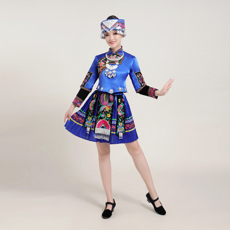 仡佬族服装女56个少数民族特色传统成人长款刺绣演出舞蹈盛装新款
