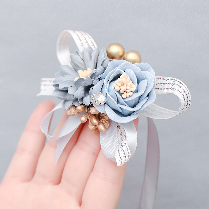 伴娘手腕新娘姐妹手花腕花手臂饰品高级手环手腕花