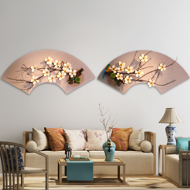 原创新中式立体扇形玄关墙面装饰创意餐厅墙壁客厅壁饰背景墙挂件