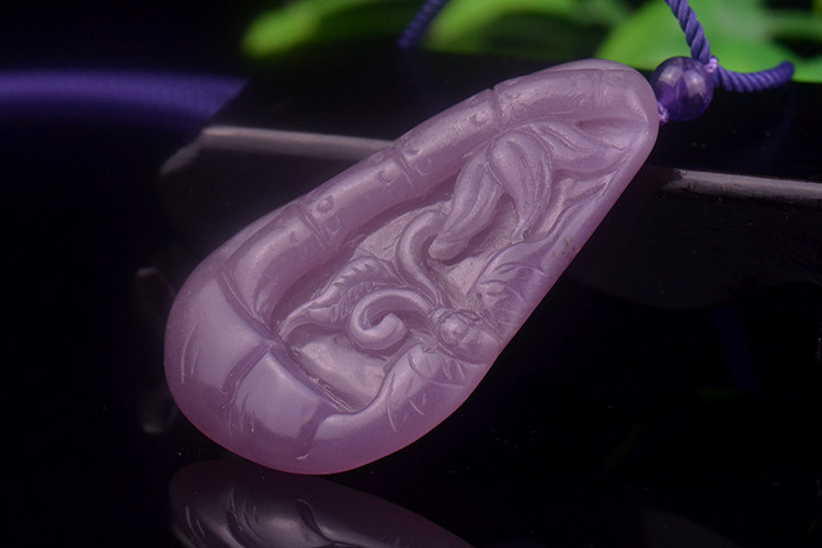 玉奴新疆阿勒泰可可托海天然丁香紫玉吊坠祝福颈饰