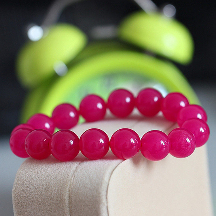 天然红玉水晶手链桃花姻缘时尚手串手饰品礼物手链