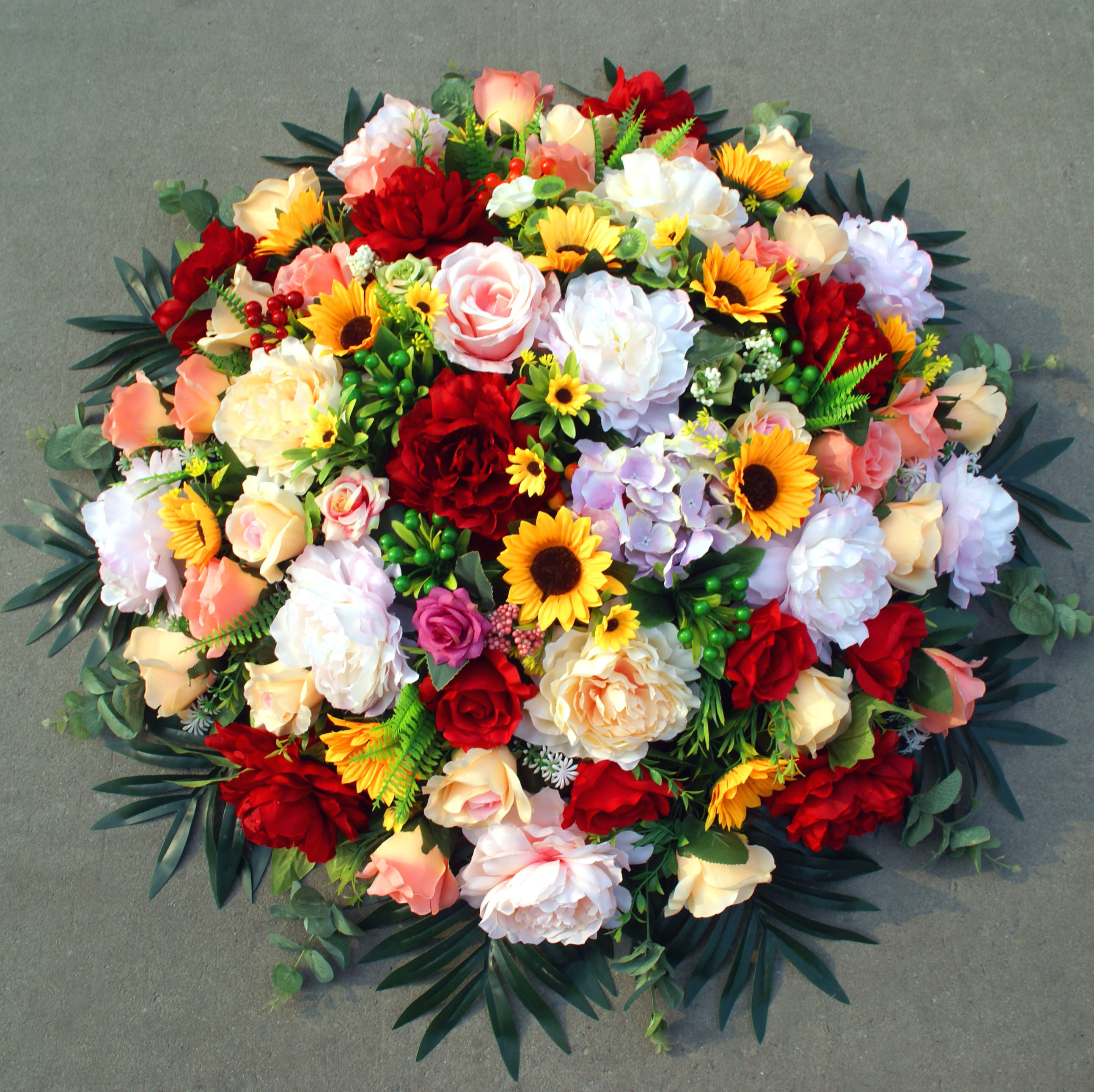 酒店餐桌花仿真花绢花假花台花饭店圆形大型电动桌转盘花牡丹