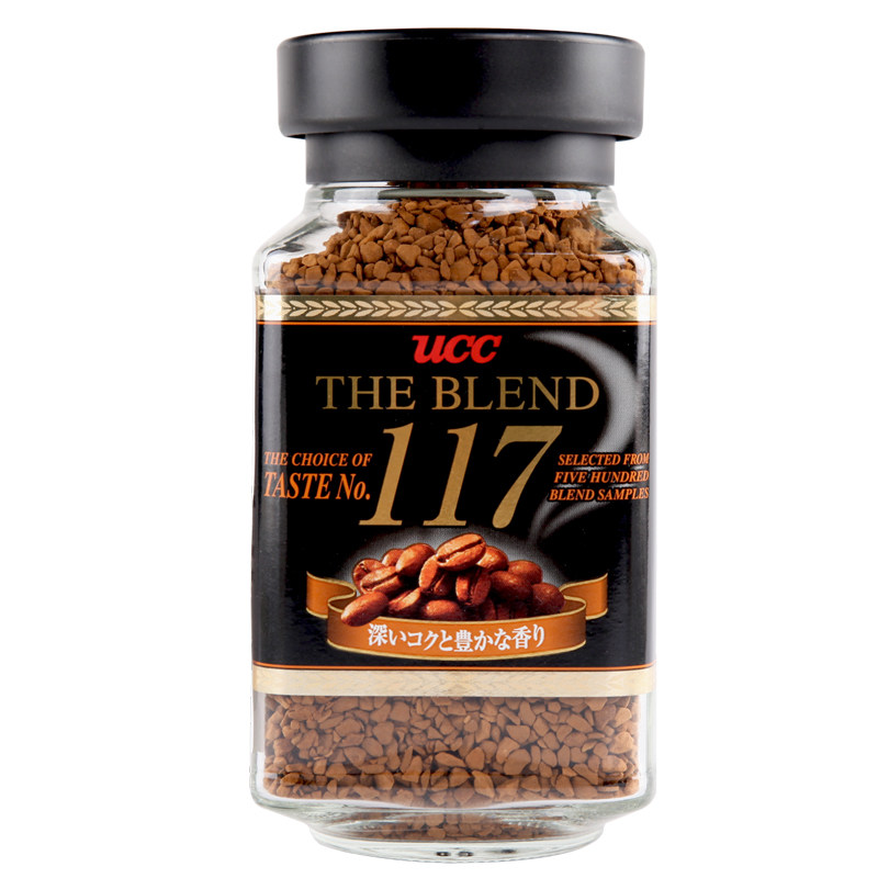 日本进口ucc速溶咖啡117号纯正浓香无糖苦味黑咖啡粉瓶装90g