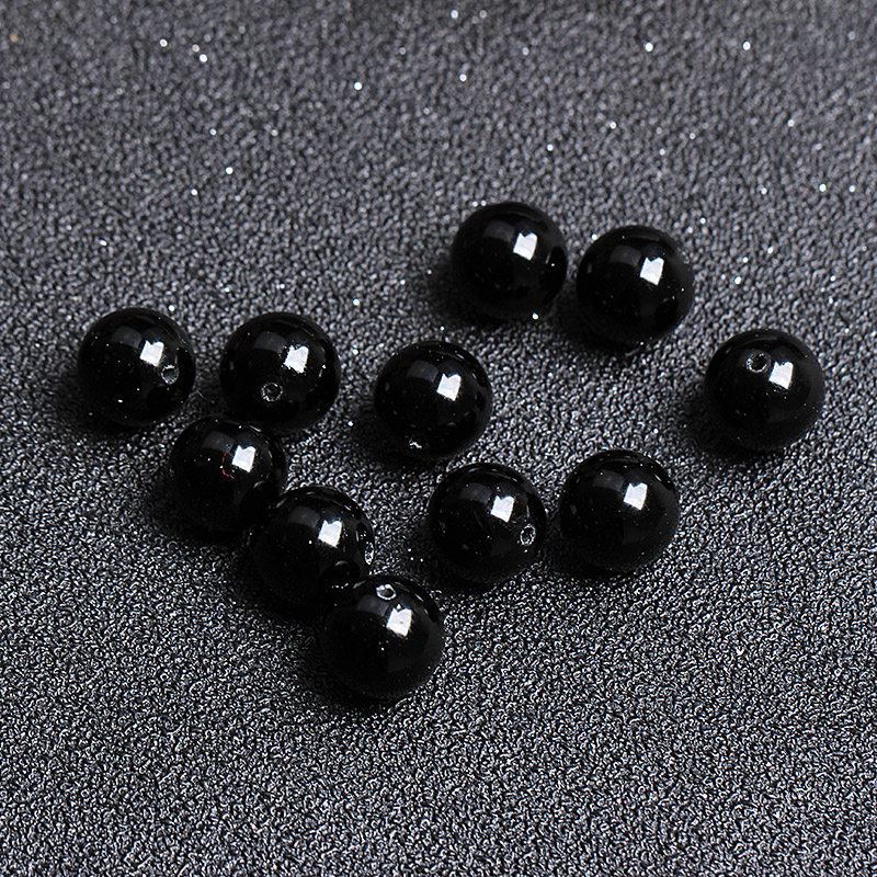 7a级天然纯黑乌金黑曜石散珠子半成品diy手链配貔貅串珠配件饰品