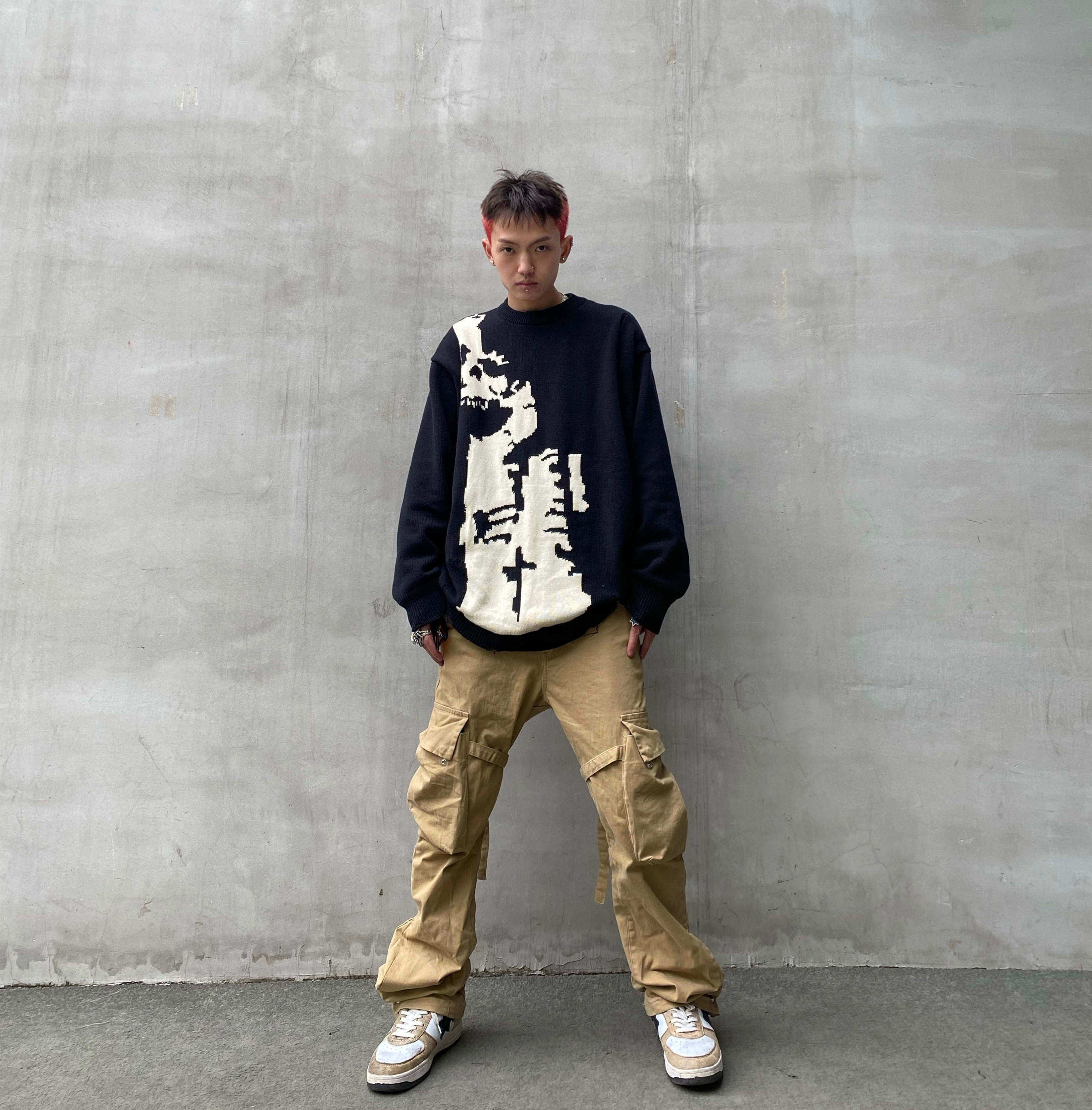 vujadekenijima卡其色绑带工装口袋travisvibe直筒休闲休闲裤