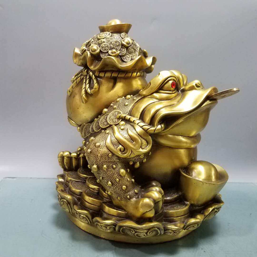 招财金蟾摆件纯铜黄金蟾蜍办公客厅工艺品店铺摆件