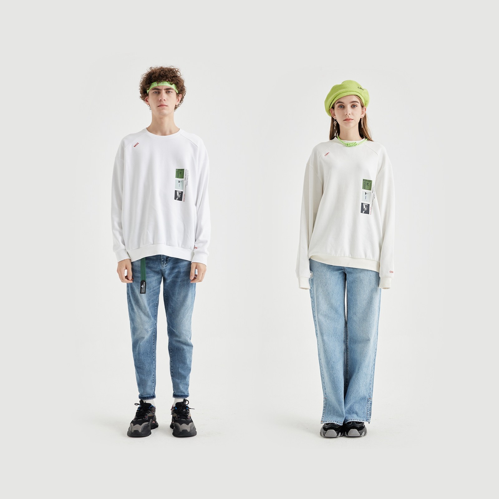 长袖na迪亚男女女同2020秋季新款圆领宽松t恤