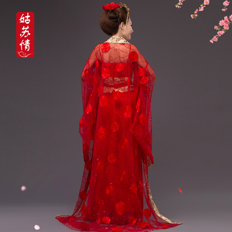 古装唐朝贵妃拖尾仙女汉服演出服中式婚礼服装影楼主题