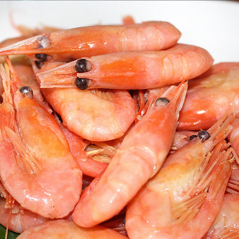 进口北极甜虾头籽 加拿大熟冻野生冰虾头带籽元宝虾解冻即食新货
