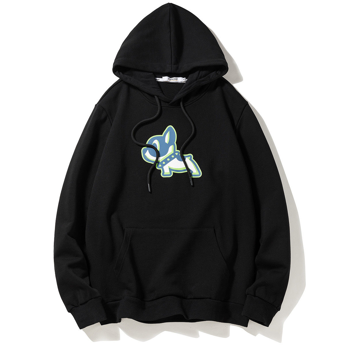 pancoat新款潮牌法斗印花纯棉连帽套头外套情侣装卫衣