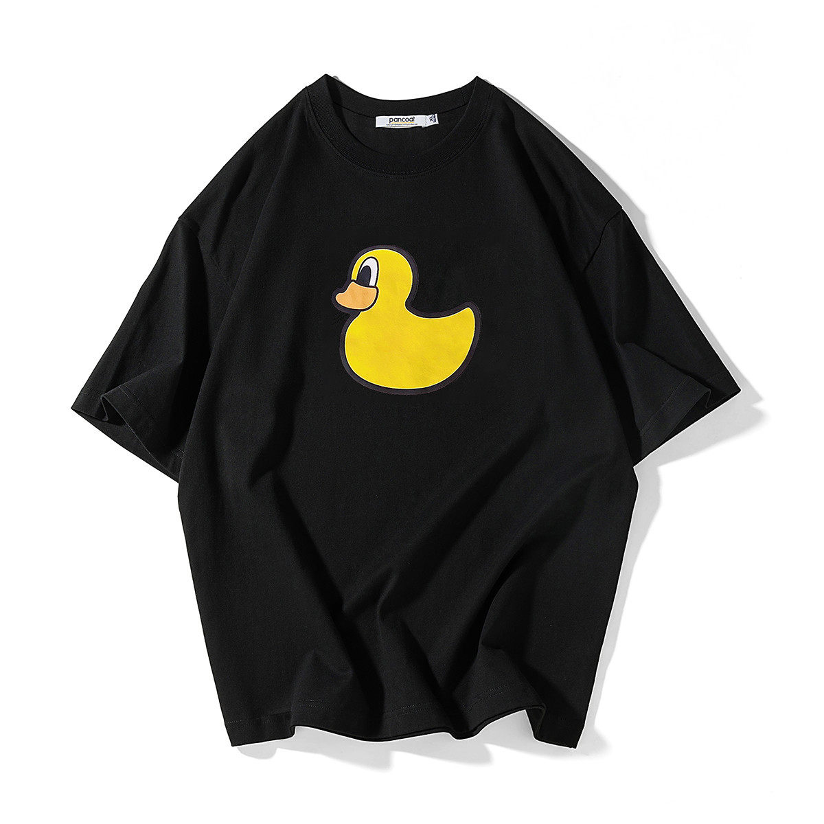 pancoat短袖t恤男女230g重磅纯棉夏鸭子印花小黄鸭圆领半袖情侣装
