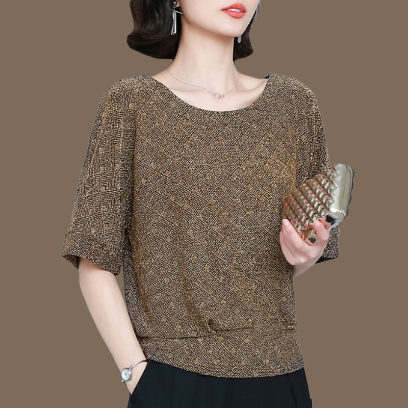 妈妈夏装2022新款真丝T恤五分袖百搭遮肚显瘦桑蚕丝配阔腿裤小衫