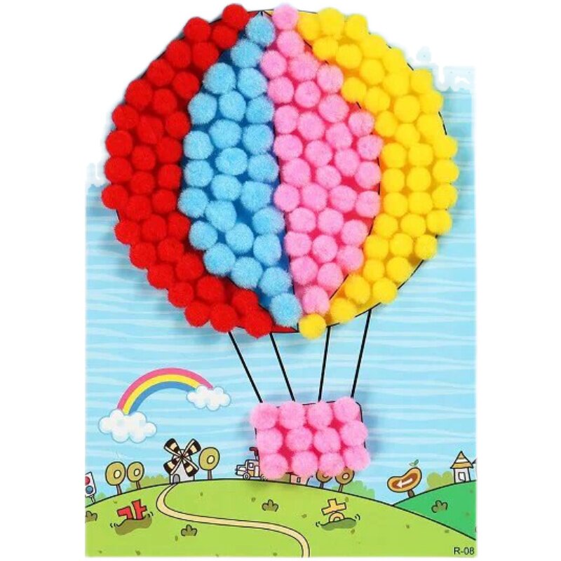 儿童创意diy毛毛球画绒球贴贴画幼儿园手工手工制手工创意粘贴类