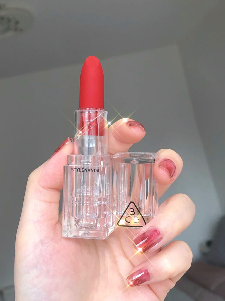 3ce透明壳口红柔雾哑softmattelipstickredmuse糖霜唇膏