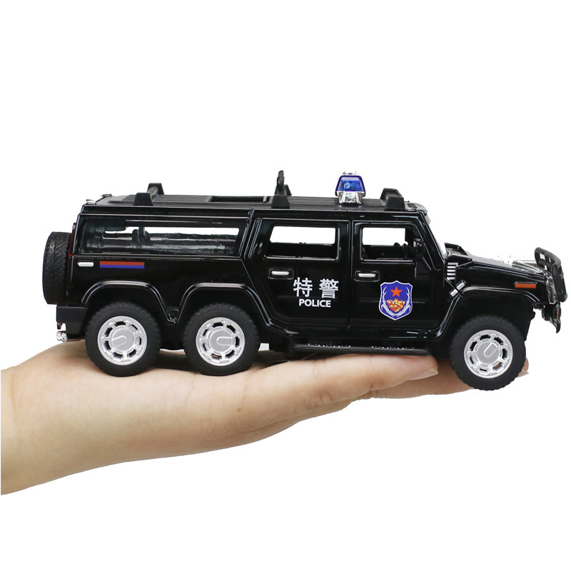 儿童警察玩具仿真金特警车模型男孩礼物声光惯性