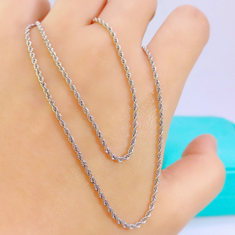 铂金项链麻绳麻花正品pt950白金锁骨时尚扭绳颈饰