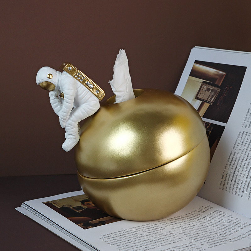 北欧创意太空人圆球纸巾树脂摆件家居饰品纸巾盒