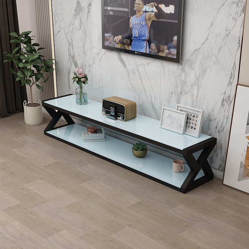 电视柜现代简约客厅钢化玻璃茶几组合长方形电视电视机机柜电视柜