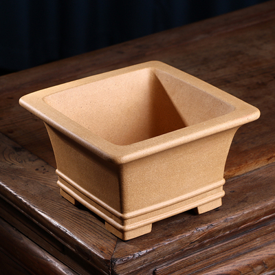 紫砂精品原矿段泥古典盆景盆栽绿植手工花卉桌面方斗透气盆花盆 原价