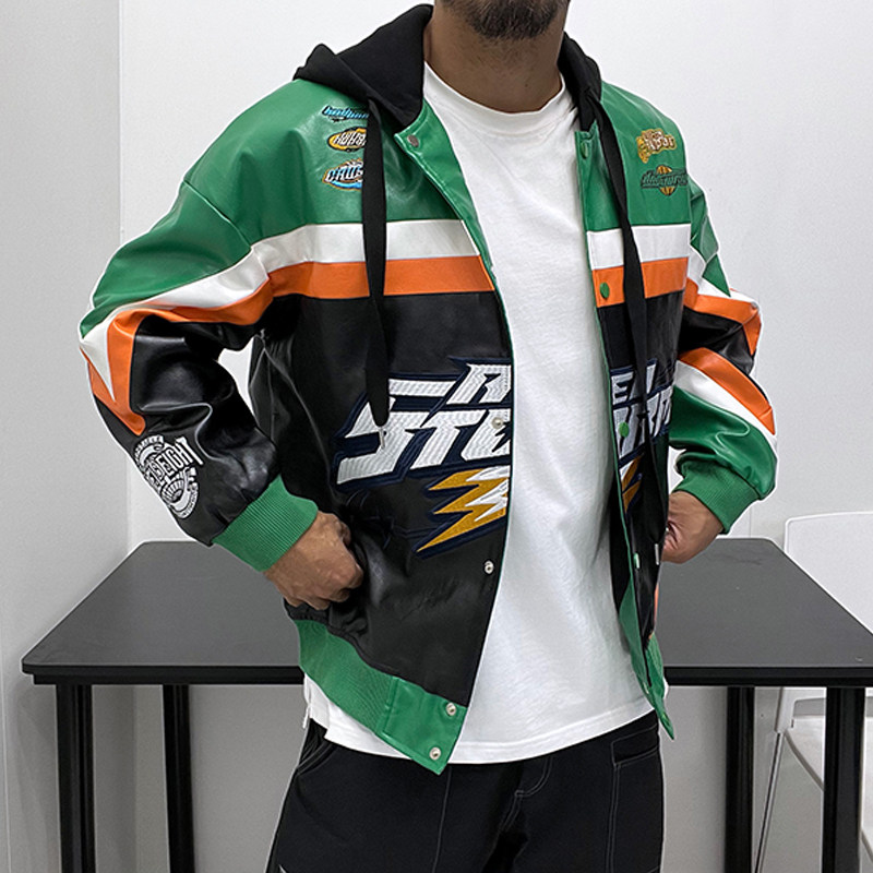 超赞质感不掉机车风连夹克外套皮衣潮男赛车夹克