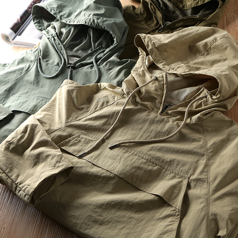 欧美订单！户外防水！春秋男士套头连帽夹克休闲运动时尚大袋鼠服
