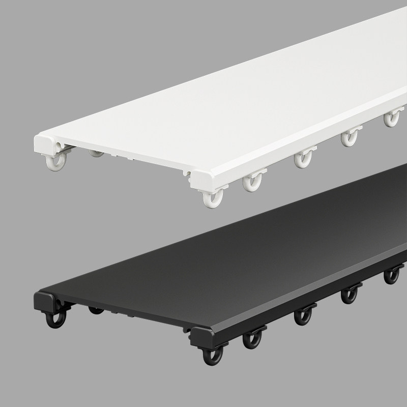 超薄隐形窗帘轨道双轨静音纳米滑轮铝合金飘窗窗帘轨道