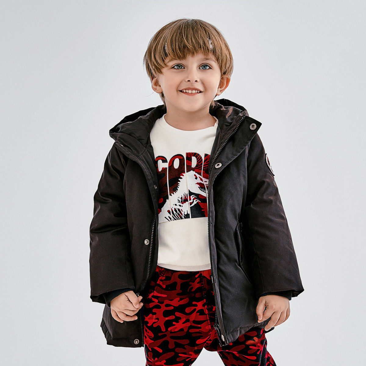 迷你巴拉巴拉儿童男童羽绒服冬季款装小孩连帽防风羽绒服